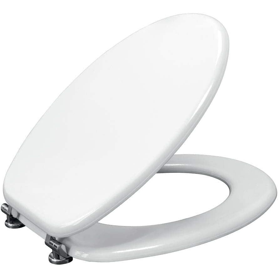 Inca Sedile WC Universale in Legno MDF Bianco con Kit di Montaggio, Cerniere e Paracolpi Inclusi