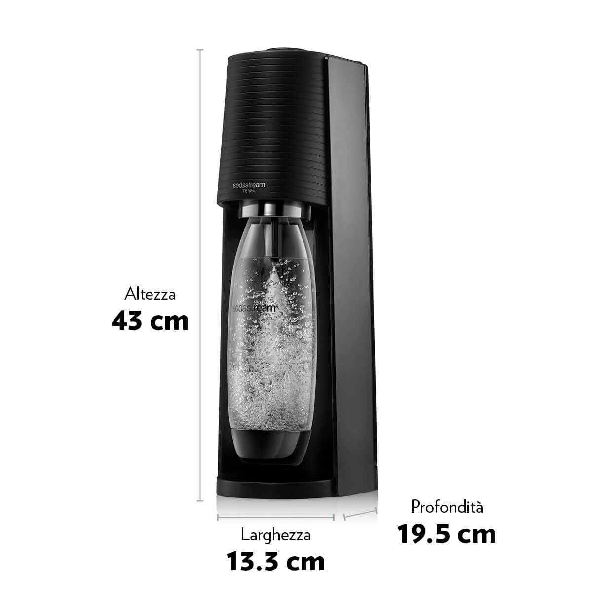 Sodastream Gasatore Terra Con Bottiglia in PET Lavabile In Lavastoviglie E Nuovo Cilindro A Innesto Rapido Cqc