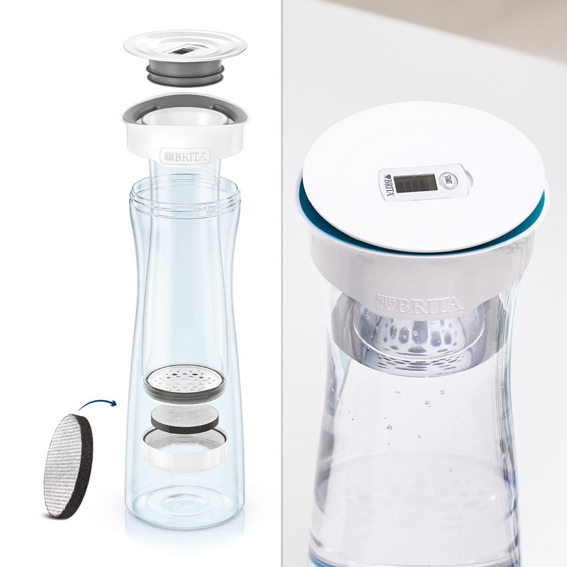Brita fill&serve Mind - Bottiglia filtrante da 1.3L , incl. 1 filtro MicroDisc