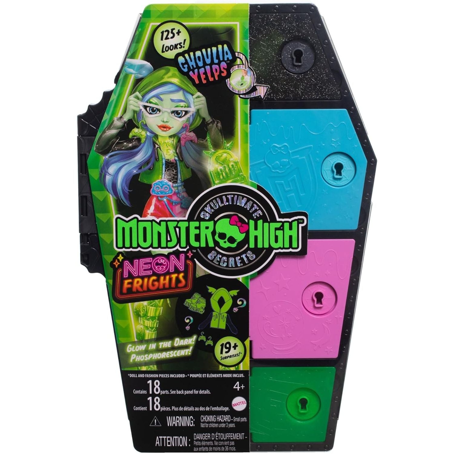 Monster High Segreti da Brivido Neon Frights Ghoulia Yelps, Playset con Bambola