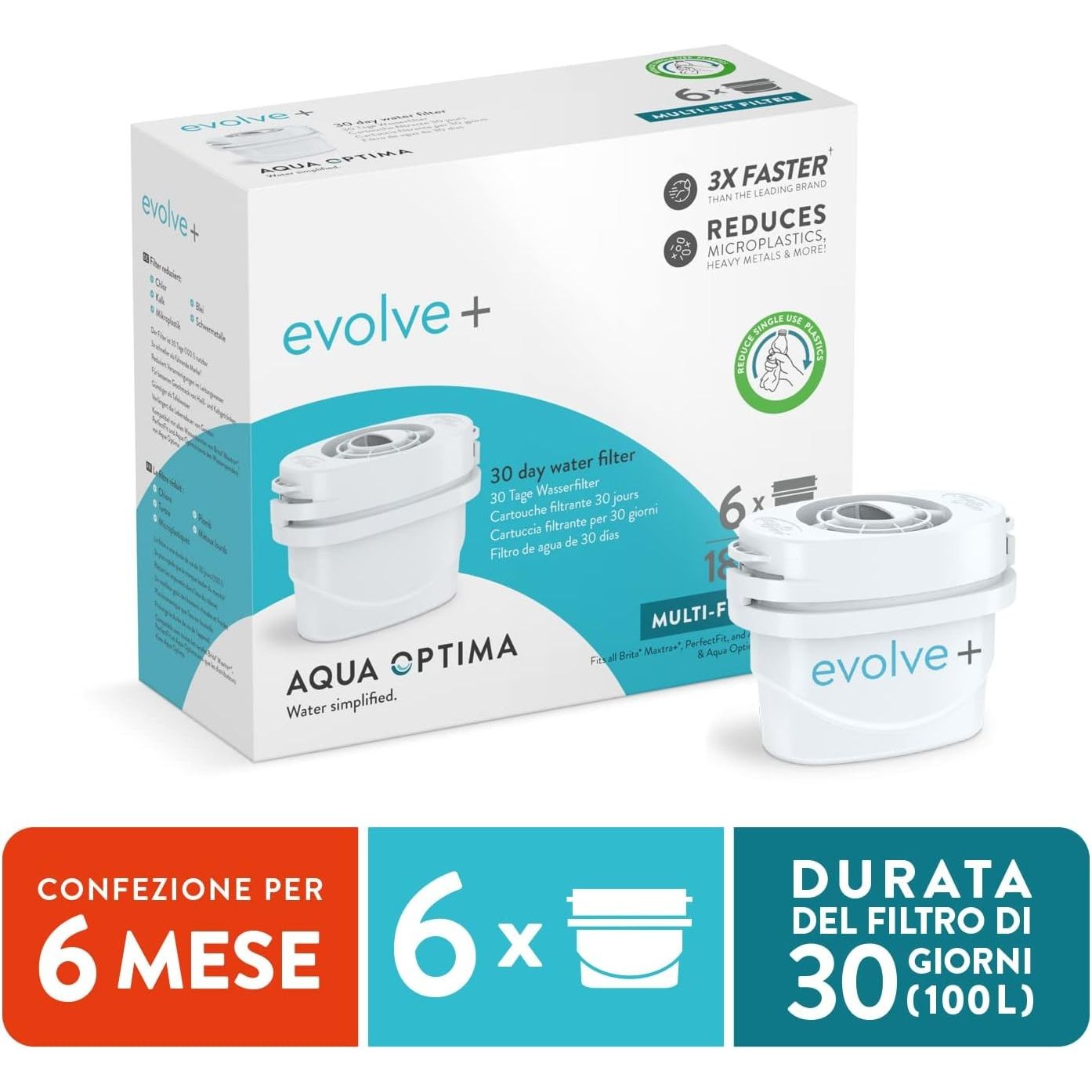 Aqua Optima Evolve+ Cartuccia Filtro Acqua (Confezione da 6)