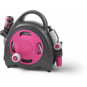 Aquabag Mini Avvolgitubo Per Giardino Completo Di Tubo e Raccordi Fucsia Kit Pronto All’Uso