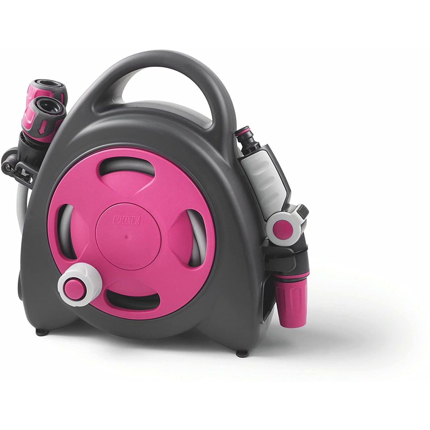 Aquabag Mini Avvolgitubo Per Giardino Completo Di Tubo e Raccordi Fucsia Kit Pronto All’Uso