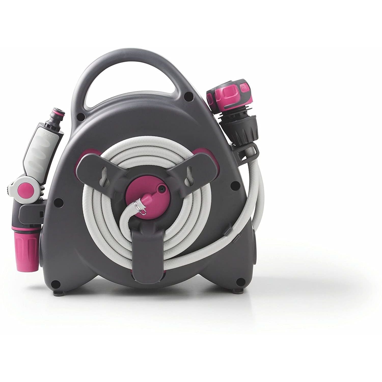 Aquabag Mini Avvolgitubo Per Giardino Completo Di Tubo e Raccordi Fucsia Kit Pronto All’Uso