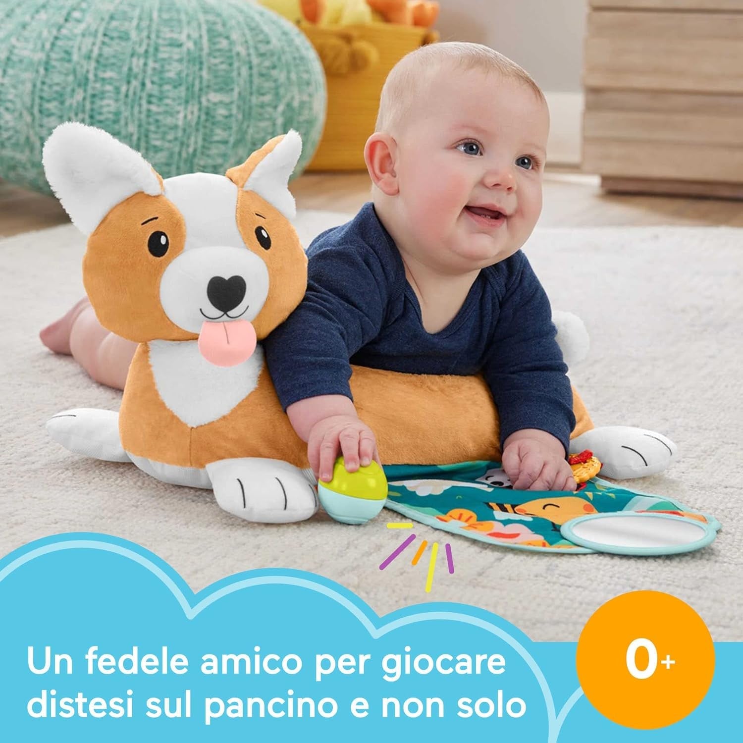 Fisher Price Cuscino Corgi Tummy Time 3 in 1