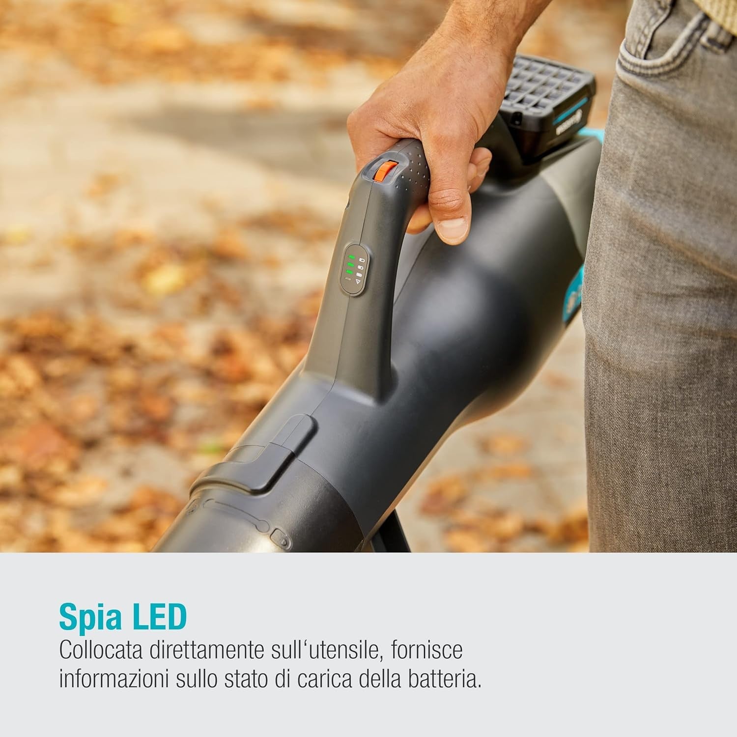 Gardena Soffiatore A Batteria PowerJet 18V Potente e Compatto Con Batteria Da 2,5 Ah