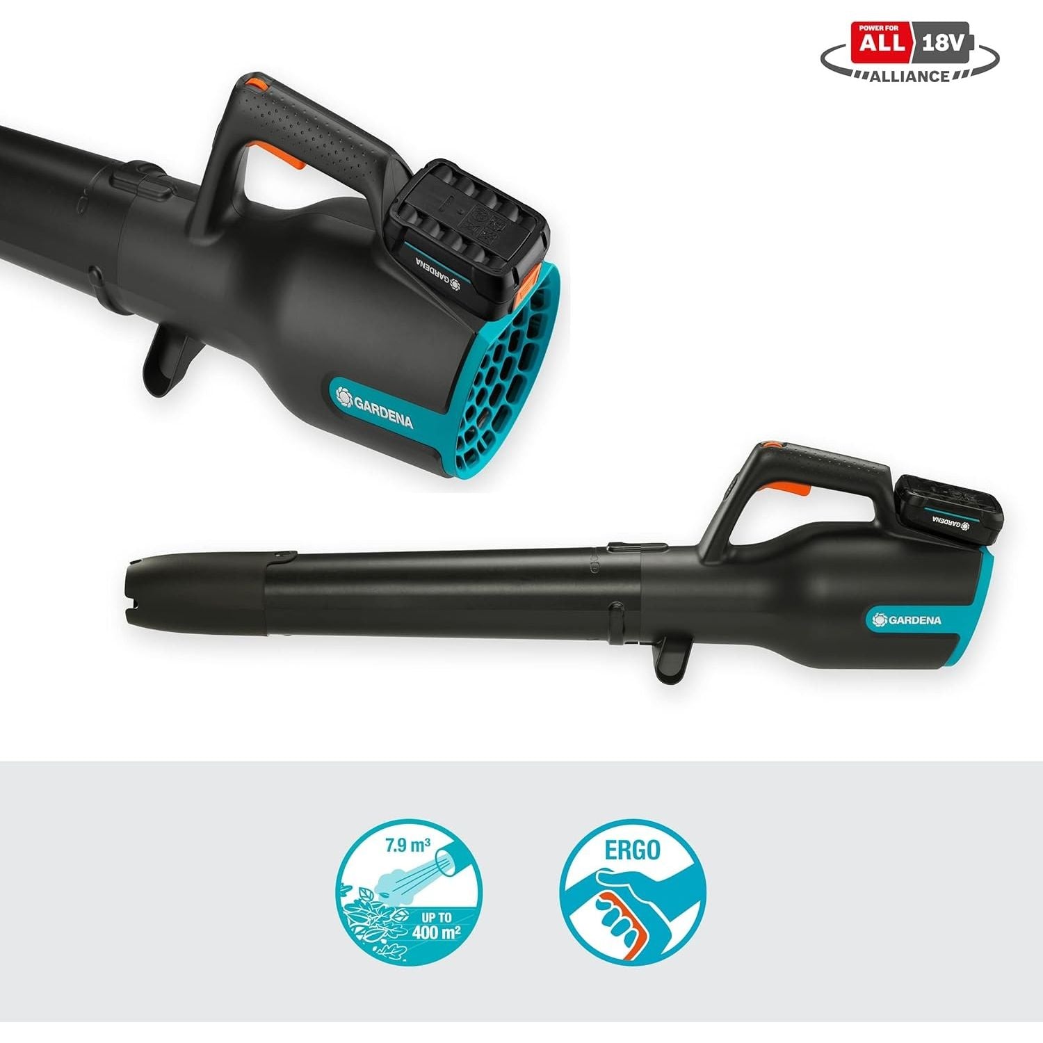 Gardena Soffiatore A Batteria PowerJet 18V Potente e Compatto Con Batteria Da 2,5 Ah