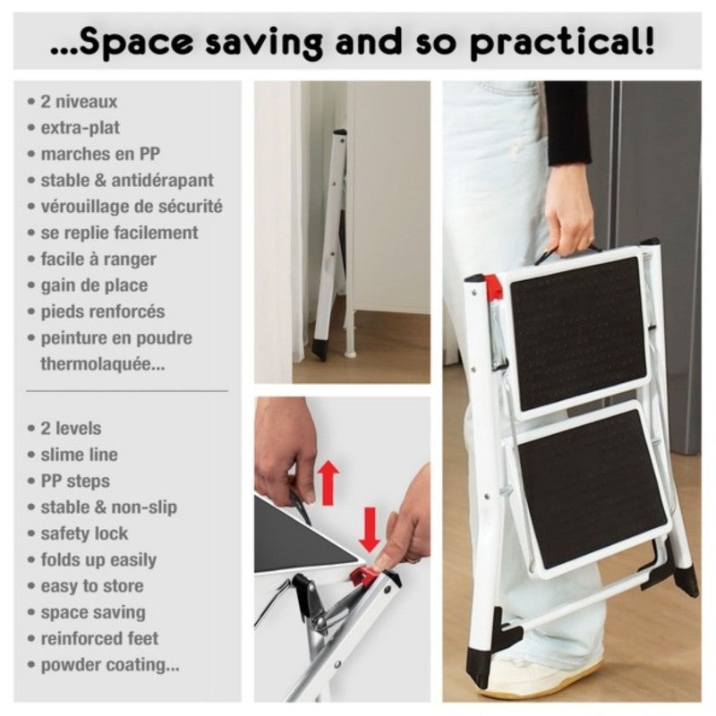 Spirella scala a 2 gradini in acciaio leggero e antiscivolo Max 150 kg