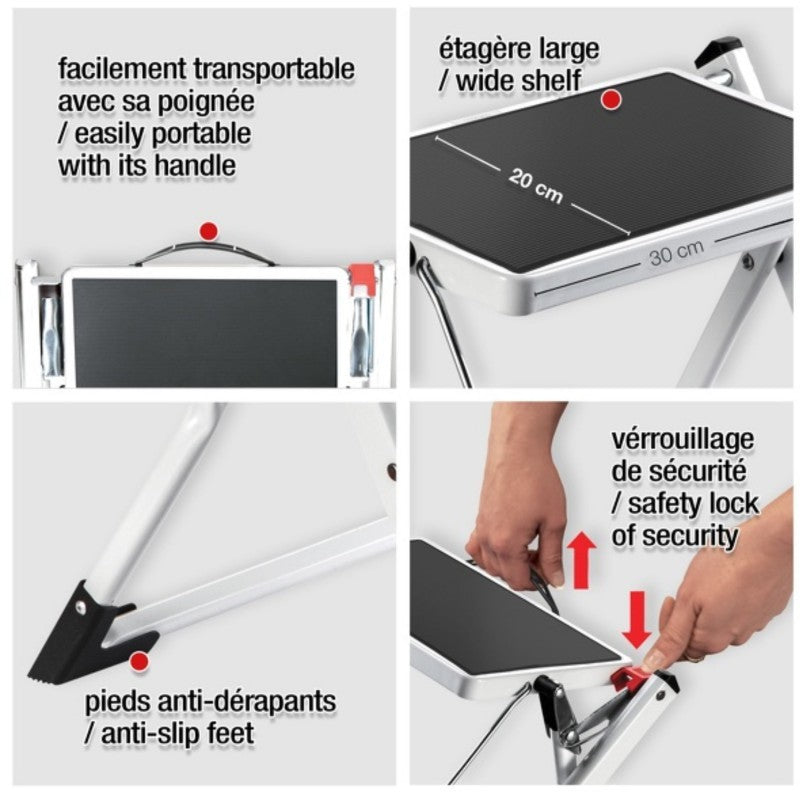 Spirella scala a 2 gradini in acciaio leggero e antiscivolo Max 150 kg