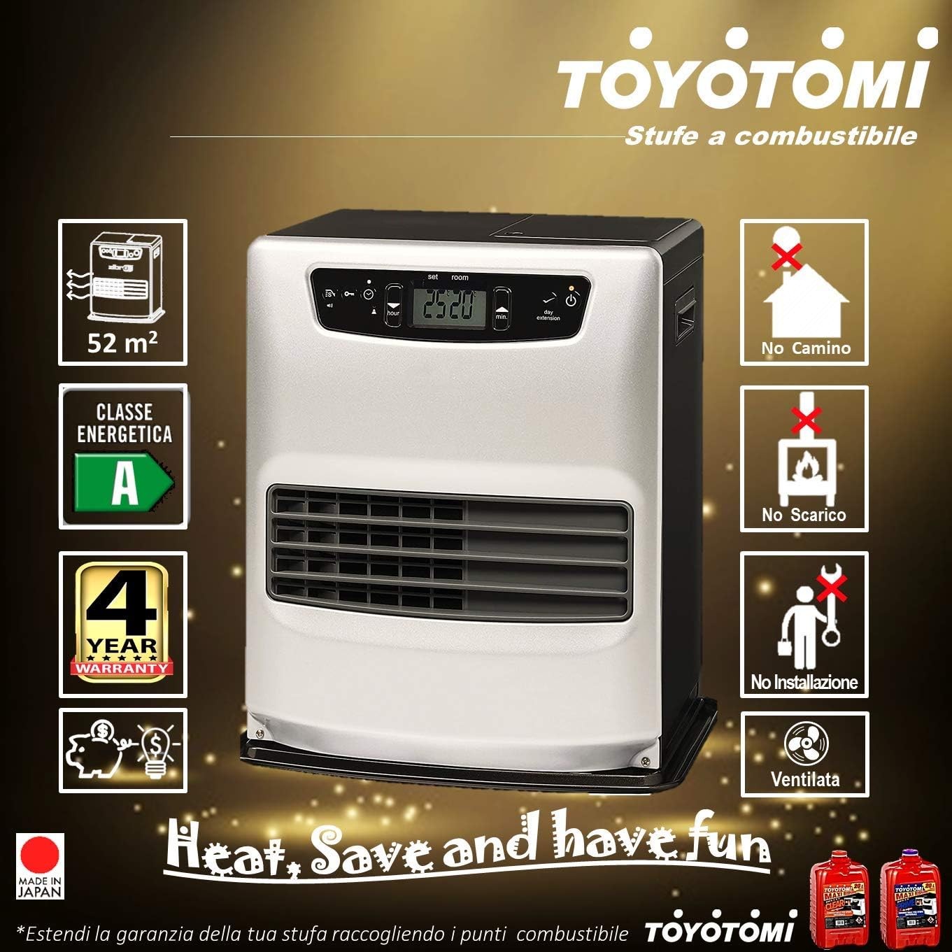 Zibro Stufa Laser A Combustibile LC-132 Potenza 3,2 kW Riscalda Fino a 120 mc Colore Silver Black