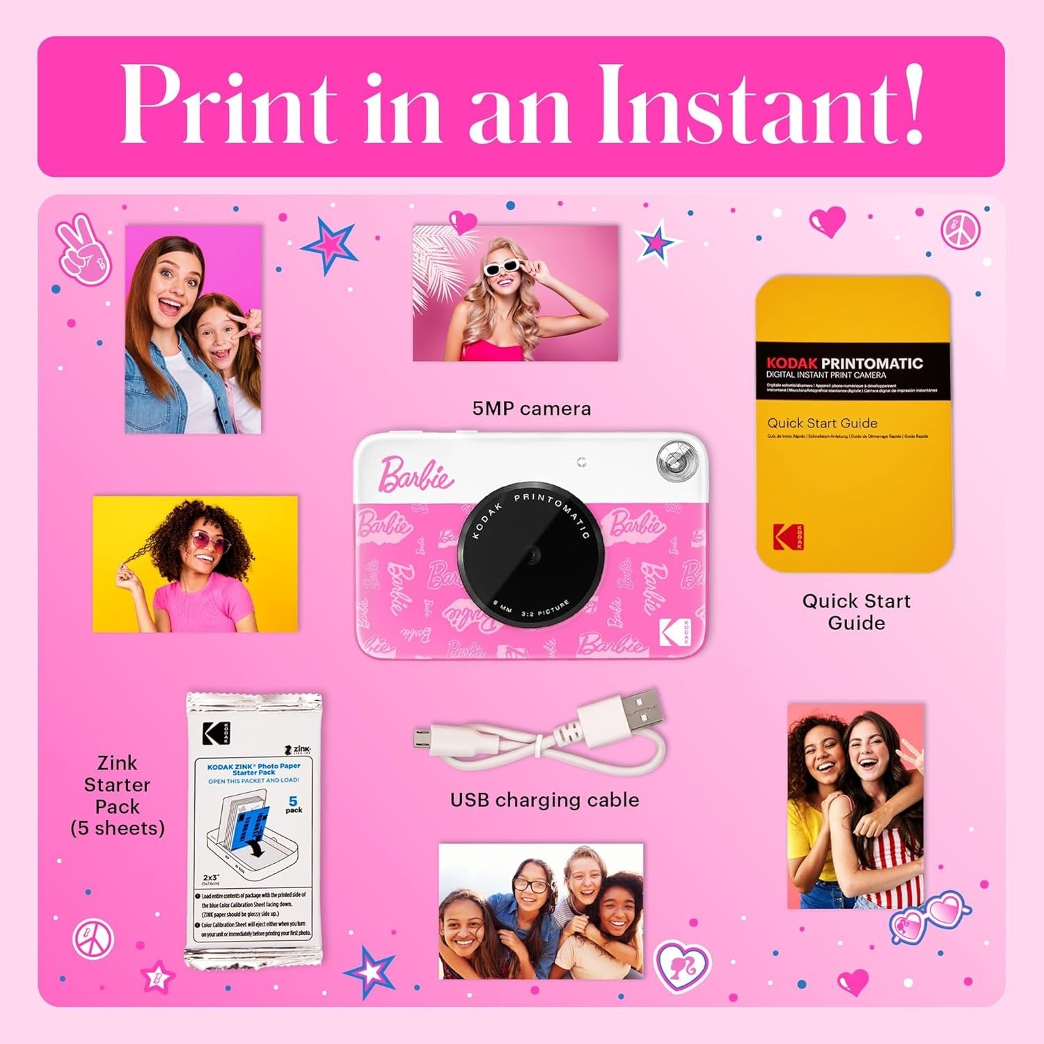 KODAK PRINTOMATIC BARBIE CAMERA 2 GARANZIA POLYPHOTO 2 ANNI ITALIA