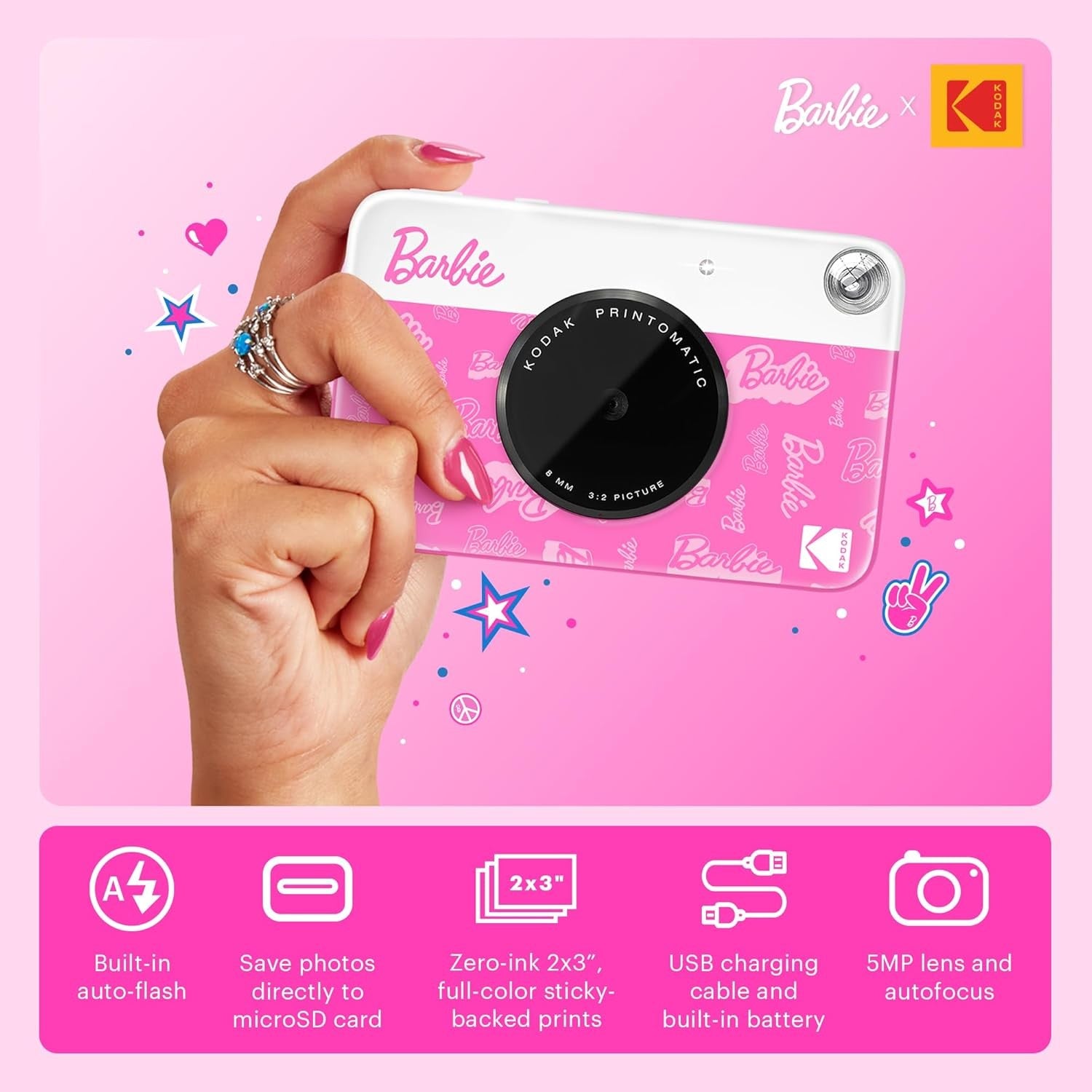 KODAK PRINTOMATIC BARBIE CAMERA 2 GARANZIA POLYPHOTO 2 ANNI ITALIA