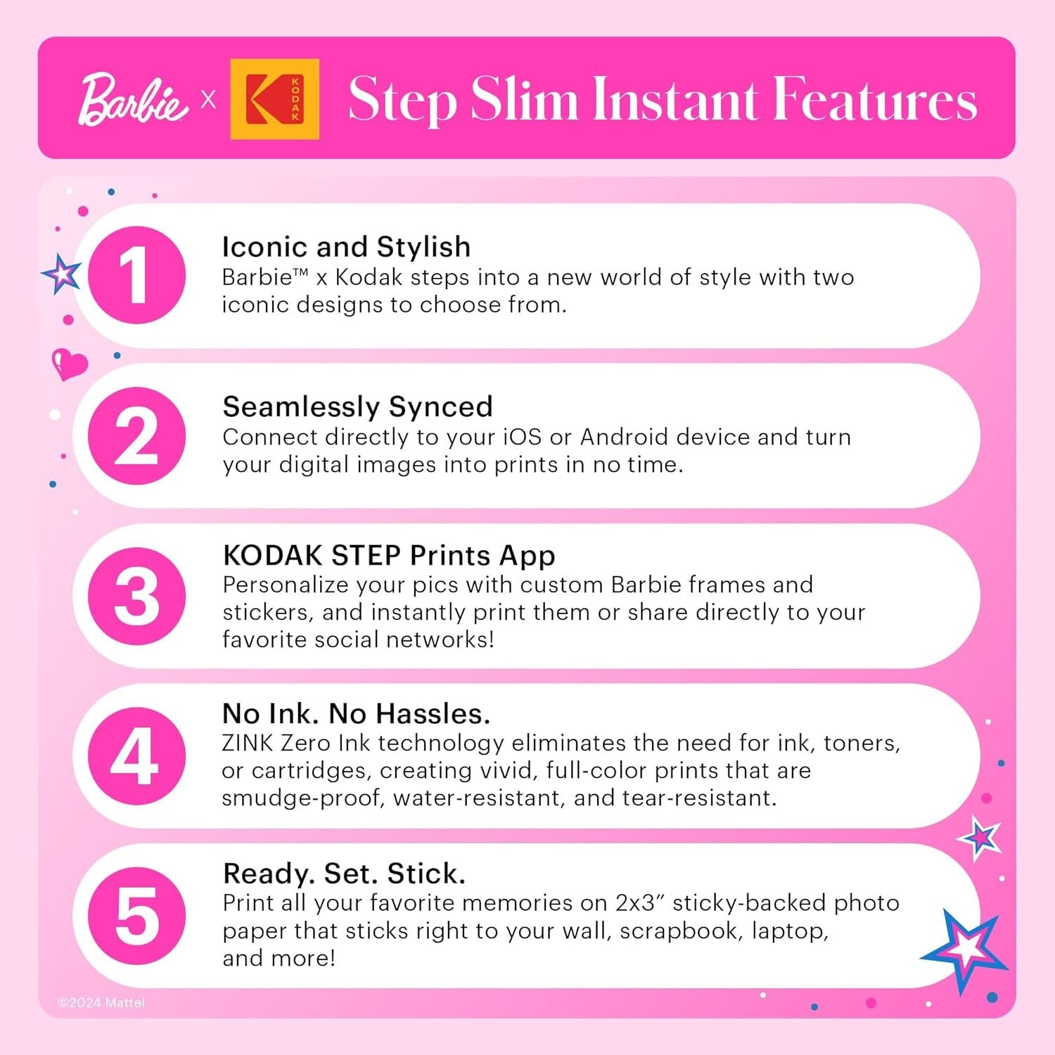 KODAK STEP PRINTER SLIM BARBIE PRINTER 1 GARANZIA POLYPHOTO 2 ANNI ITALIA