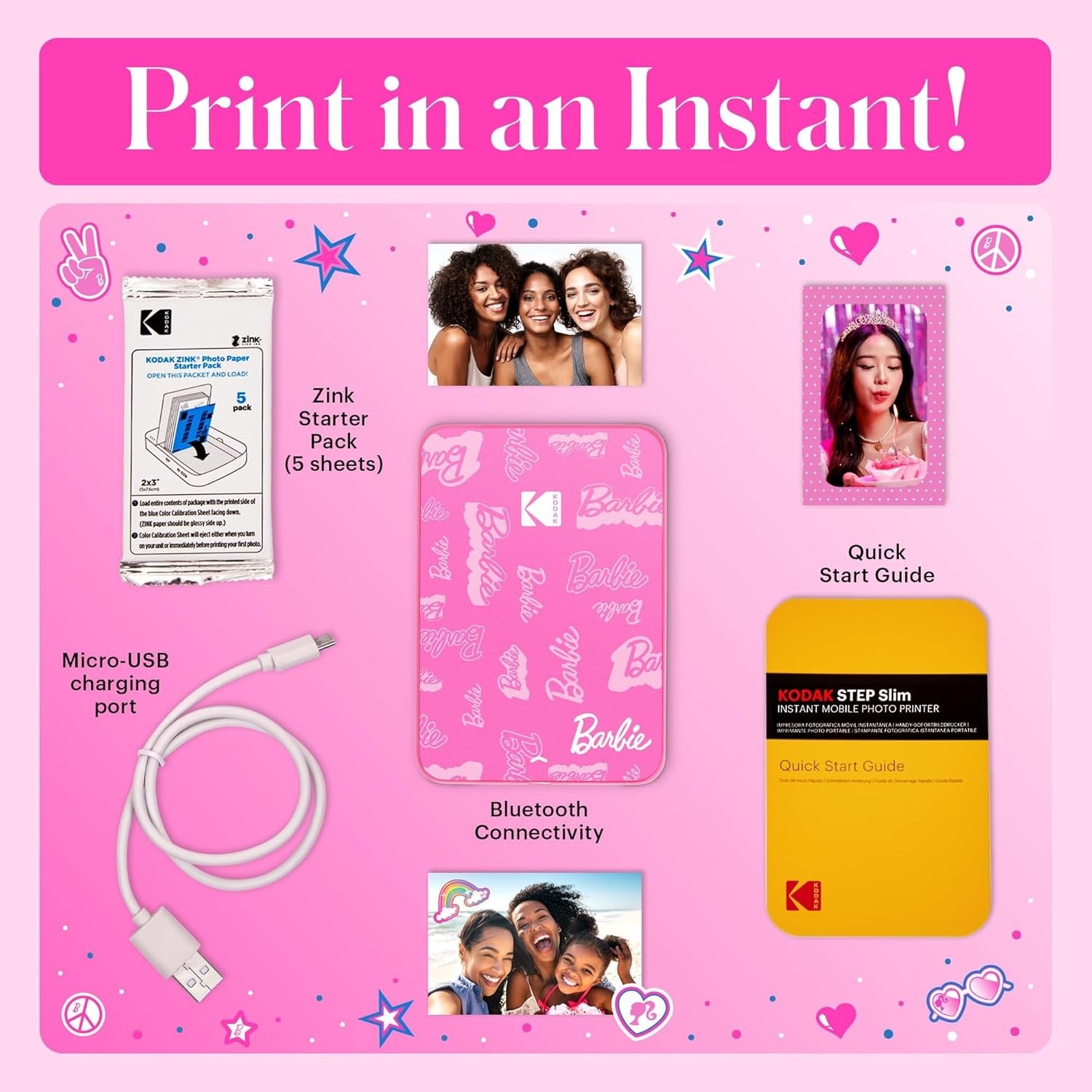 KODAK STEP PRINTER SLIM BARBIE PRINTER 2 GARANZIA POLYPHOTO 2 ANNI ITALIA
