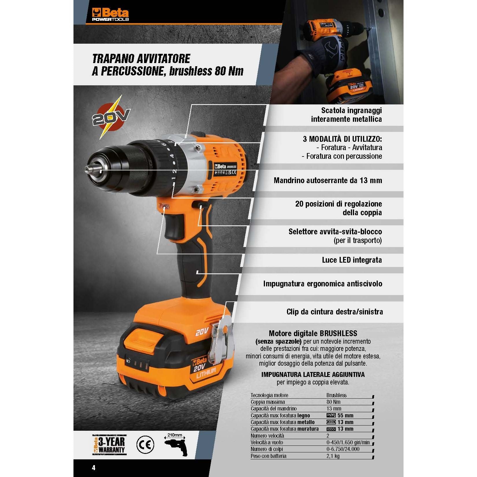 Beta Kit Trapano Avvitatore A Percussione 20V Con 35 Accessori