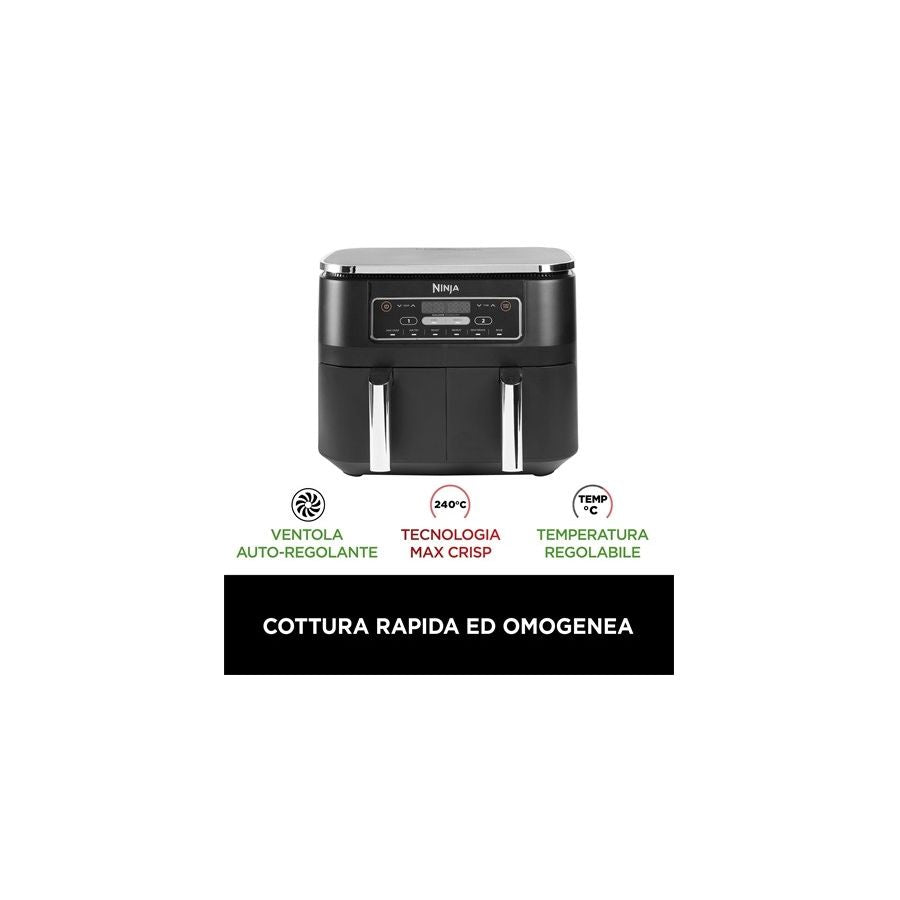 SHARK NINJA FRIGGITRICE AD ARIA DUAL ZONE DA 7,6L - GARANZIA UFFICIALE ITALIA 2 ANNI