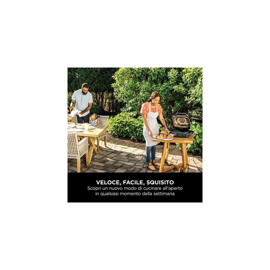 SHARK NINJA BARBECUE ELETTRICO CON AFFUMICATORE WOODFIRE - GARANZIA UFFICIALE ITALIA 2 ANNI