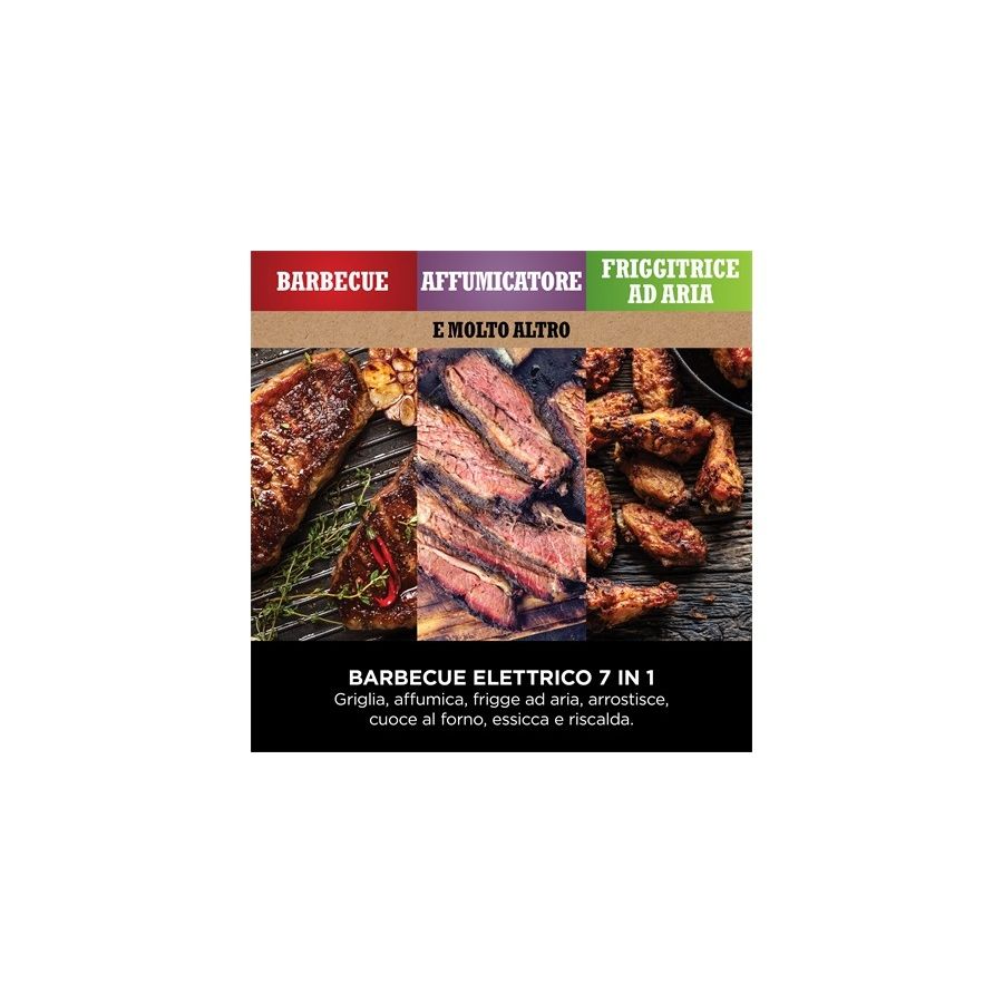 SHARK NINJA BARBECUE ELETTRICO CON AFFUMICATORE WOODFIRE - GARANZIA UFFICIALE ITALIA 2 ANNI