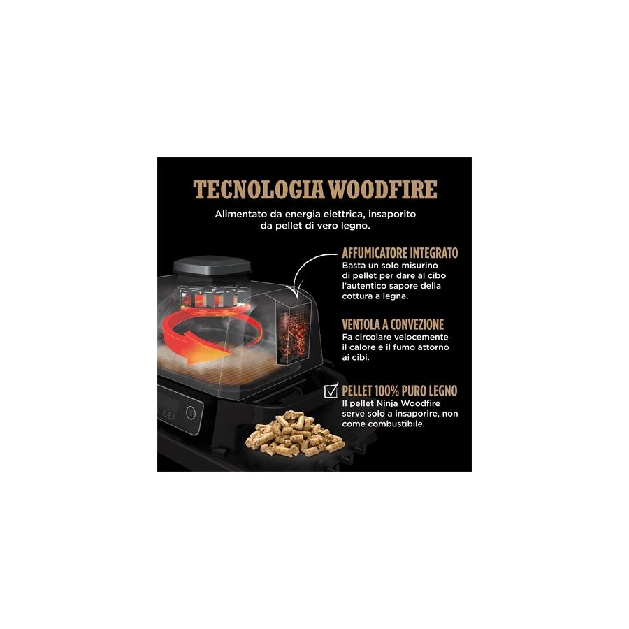 SHARK NINJA BARBECUE ELETTRICO CON AFFUMICATORE WOODFIRE - GARANZIA UFFICIALE ITALIA 2 ANNI