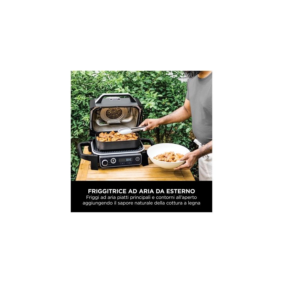SHARK NINJA BARBECUE ELETTRICO CON AFFUMICATORE WOODFIRE - GARANZIA UFFICIALE ITALIA 2 ANNI