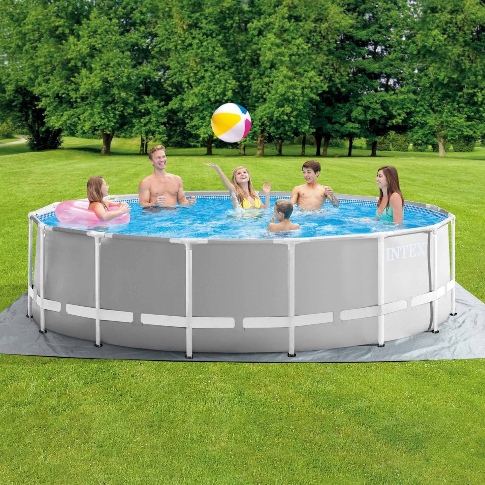 Intex 26726NP Piscina Prisma Frame 457x122 Cm Con Pompa Filtro, Scaletta Doppia, Telo Base E Copertura
