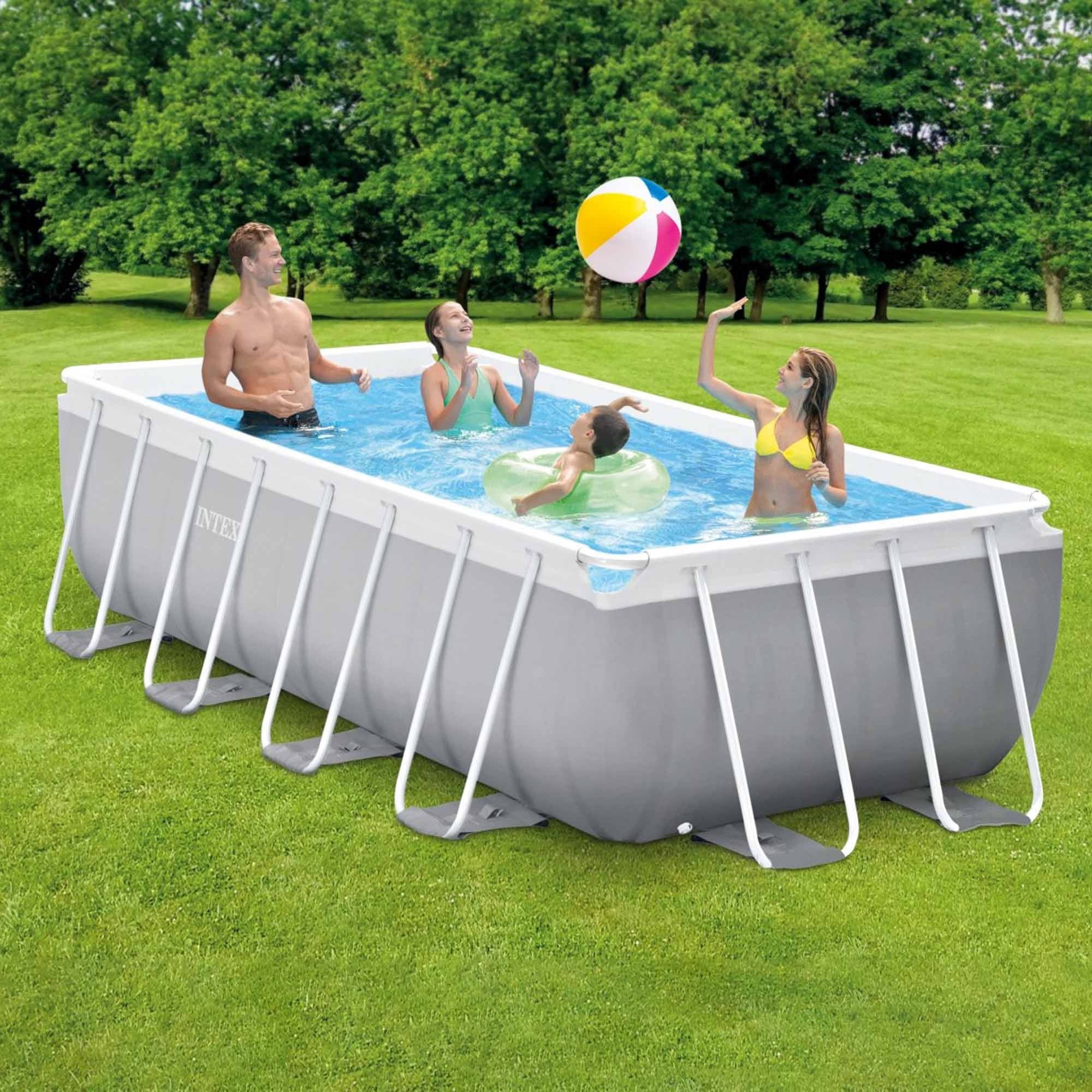 Intex Piscina Prisma Metal Frame 400x200x100 Cm Con Pompa Filtro E Scaletta