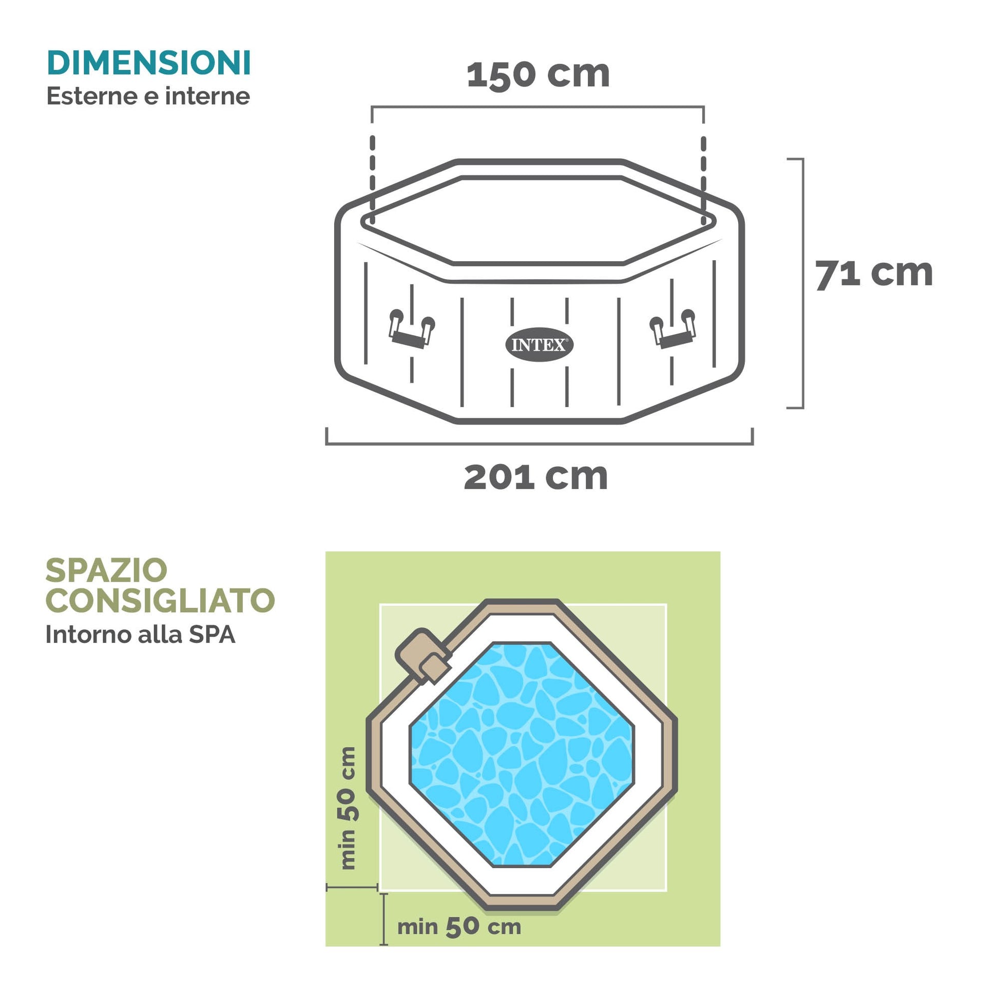 Intex  Pure Spa™ Bubble E Jet Massage Deluxe Ottagonale 201x71 Cm 4 Posti