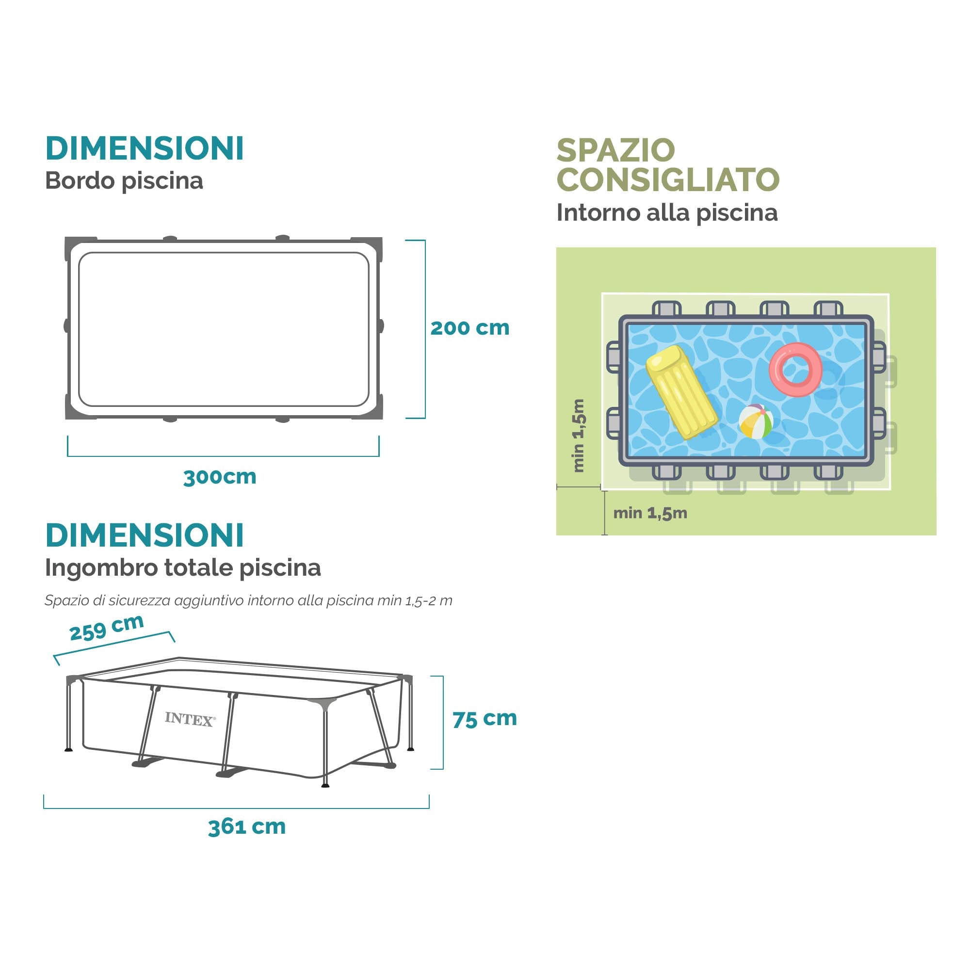 Intex 28272 Piscina Rettangolare Cm 300x200x75
