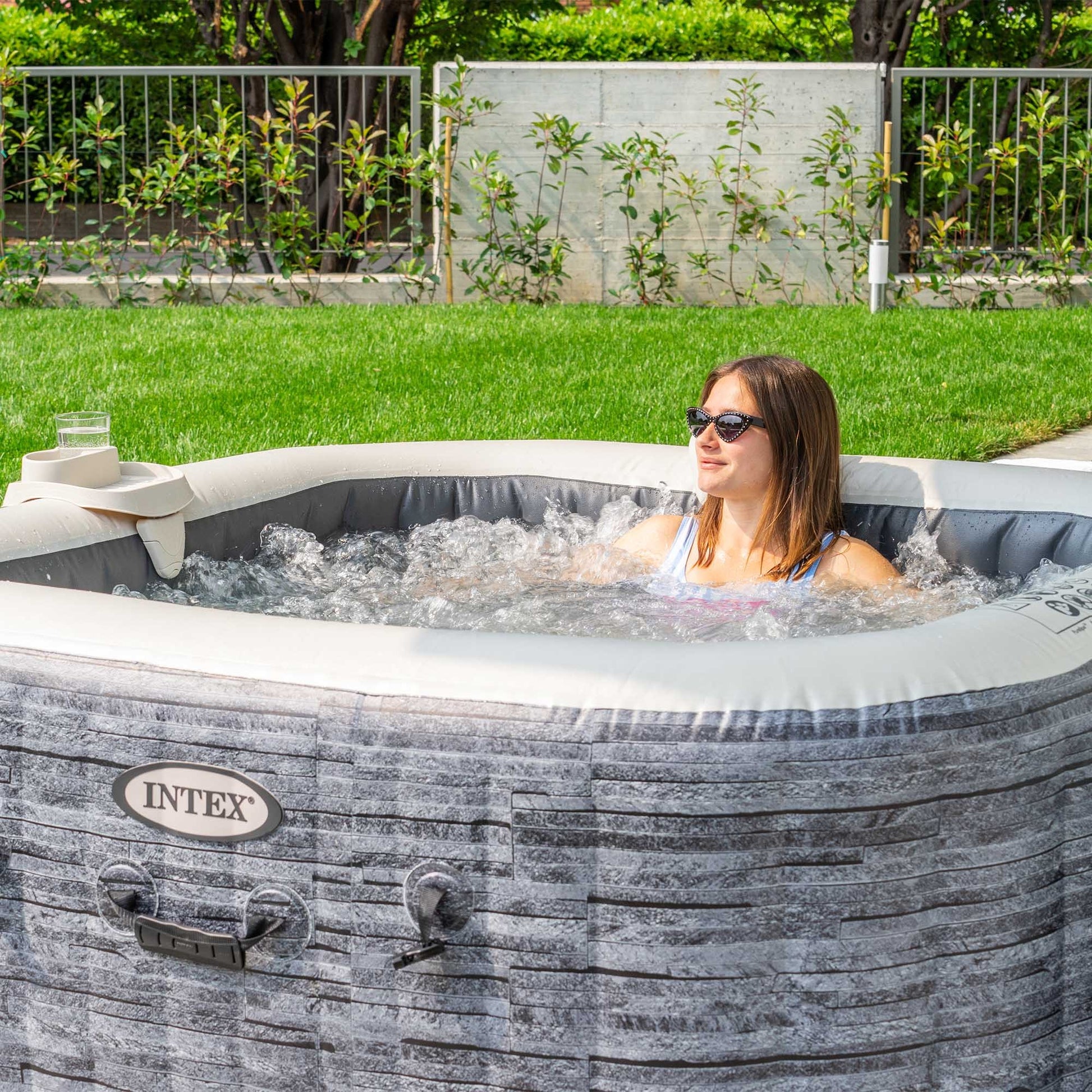 Intex 28450 Piscina Spa Idromassaggio Greystone Deluxe 4 posti  Cm 173x173x71