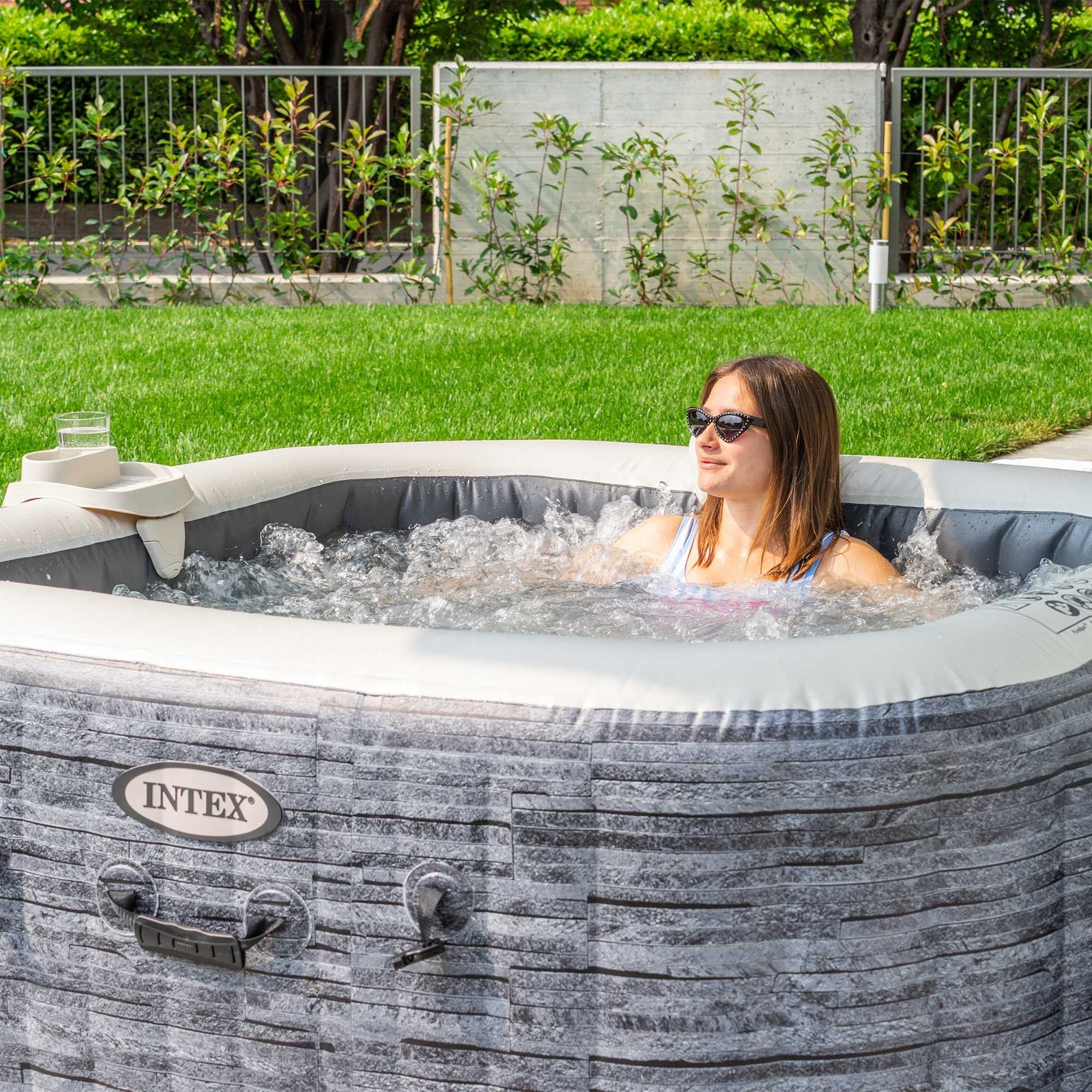 Intex 28450 Piscina Spa Idromassaggio Greystone Deluxe 4 posti  Cm 173x173x71