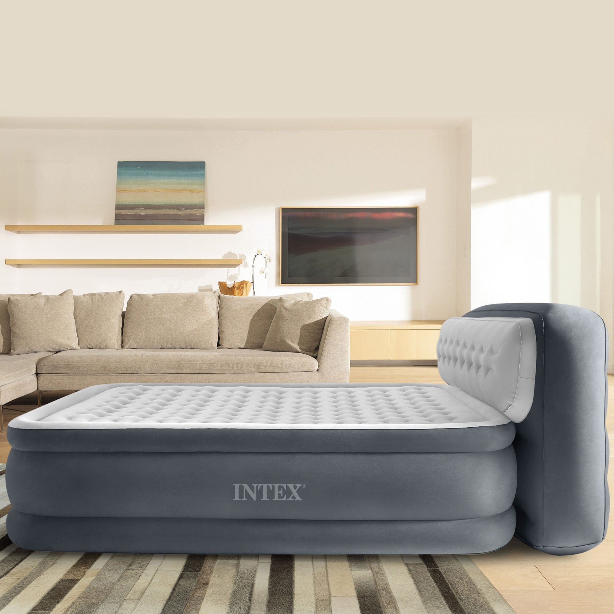 Intex 64448 Airbed Dura-Beam Ultra Plush Headboard 152cm x 236cm x 86cm