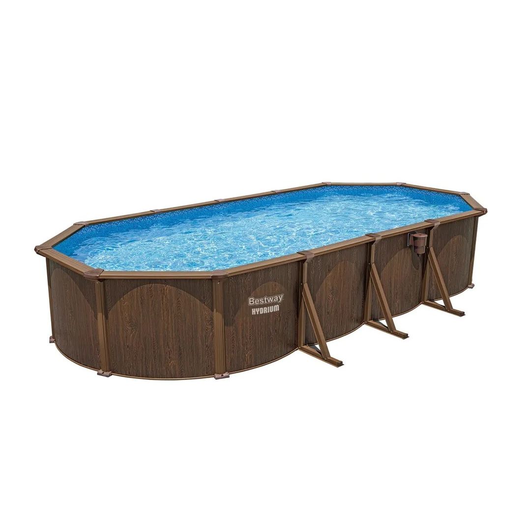 Bestway 561CW Piscina Hydrium Ovale Grafica Legno 7.32x3.66x1.32mt