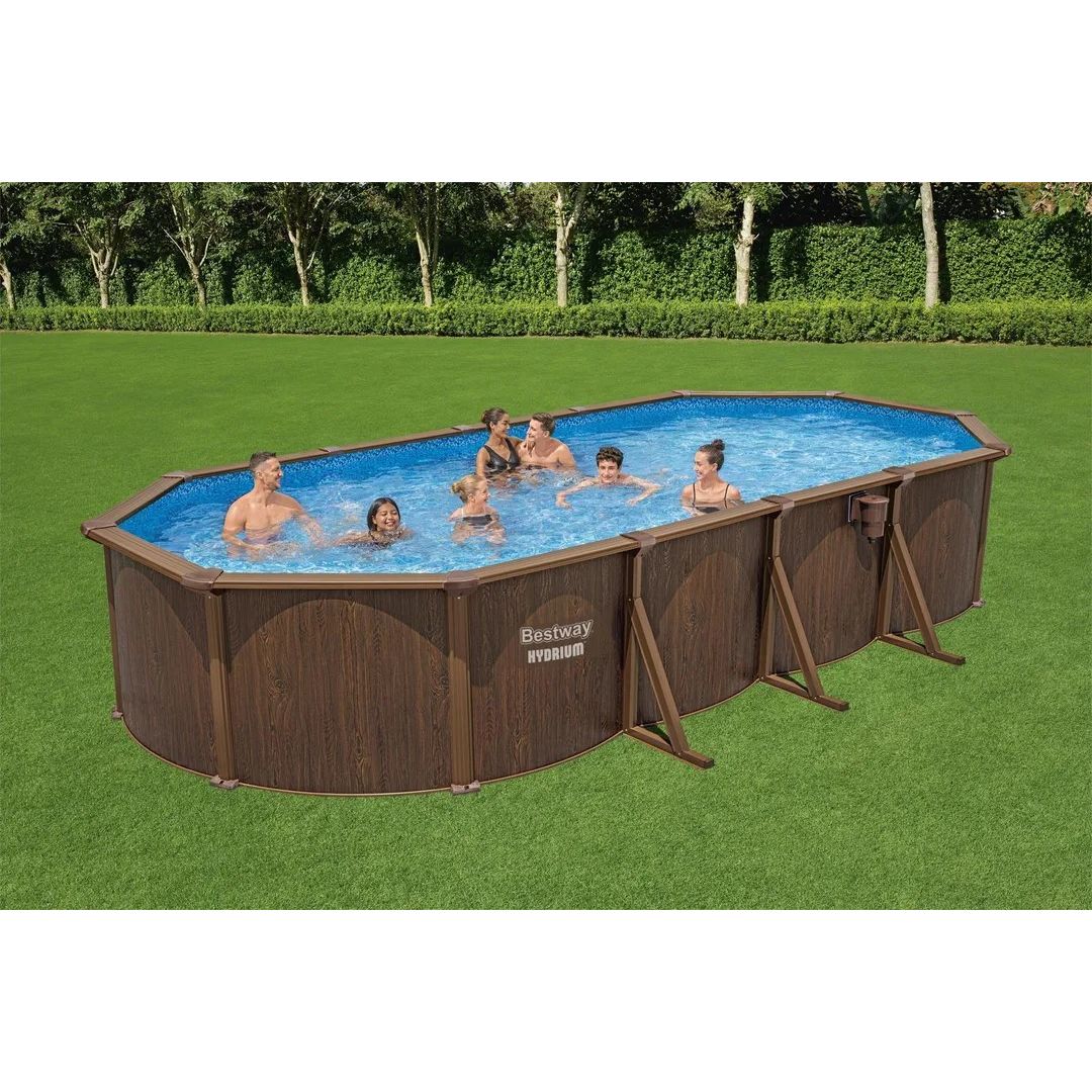 Bestway 561CW Piscina Hydrium Ovale Grafica Legno 7.32x3.66x1.32mt