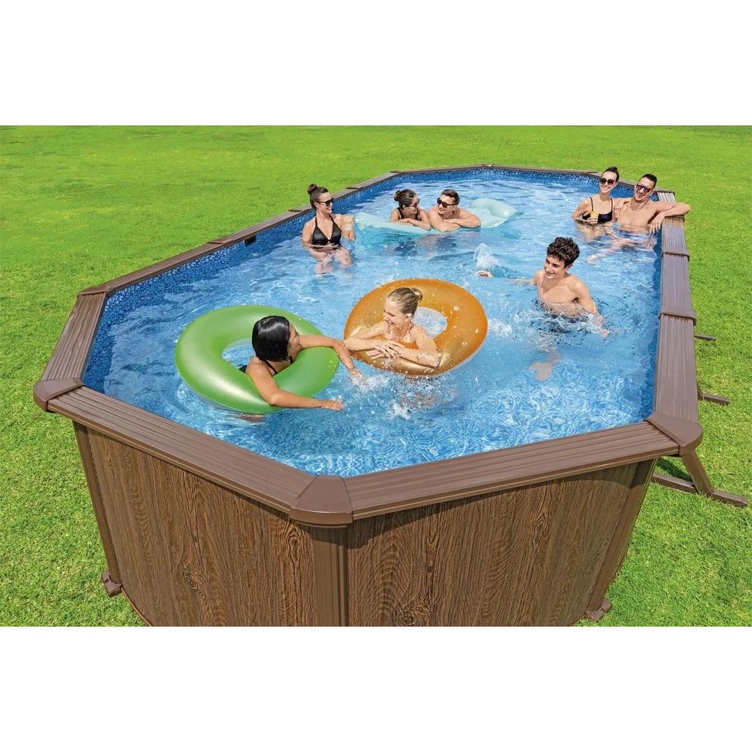 Bestway 561CW Piscina Hydrium Ovale Grafica Legno 7.32x3.66x1.32mt