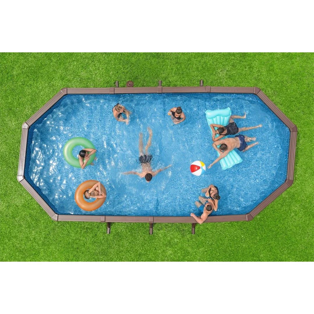 Bestway 561CW Piscina Hydrium Ovale Grafica Legno 7.32x3.66x1.32mt