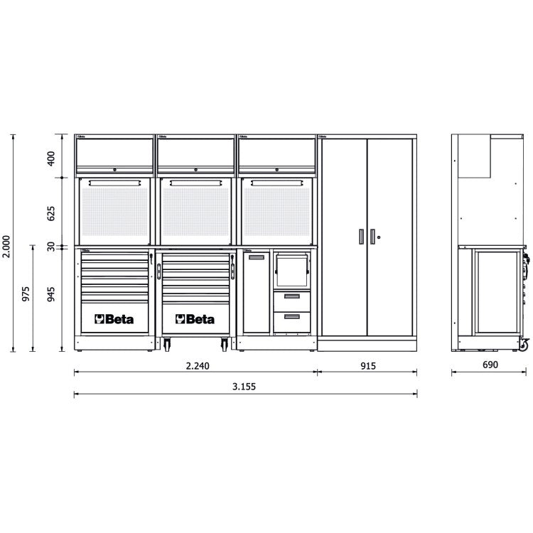 Beta Combinazione Arredo officina RSC50 Automotive Con Assortimento di 445 Utensili Omaggio