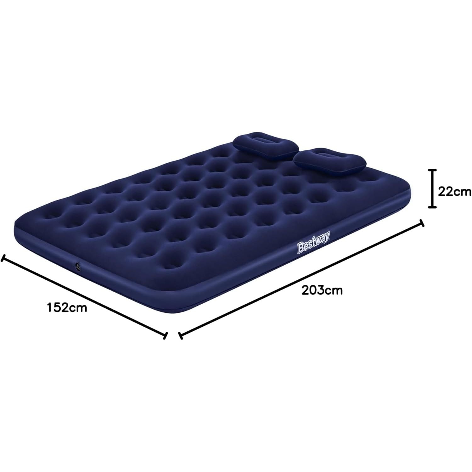 Bestway 67374 Airbed Pvc Blu Floccato Matrimoniale Plus Cm.203X152X22
