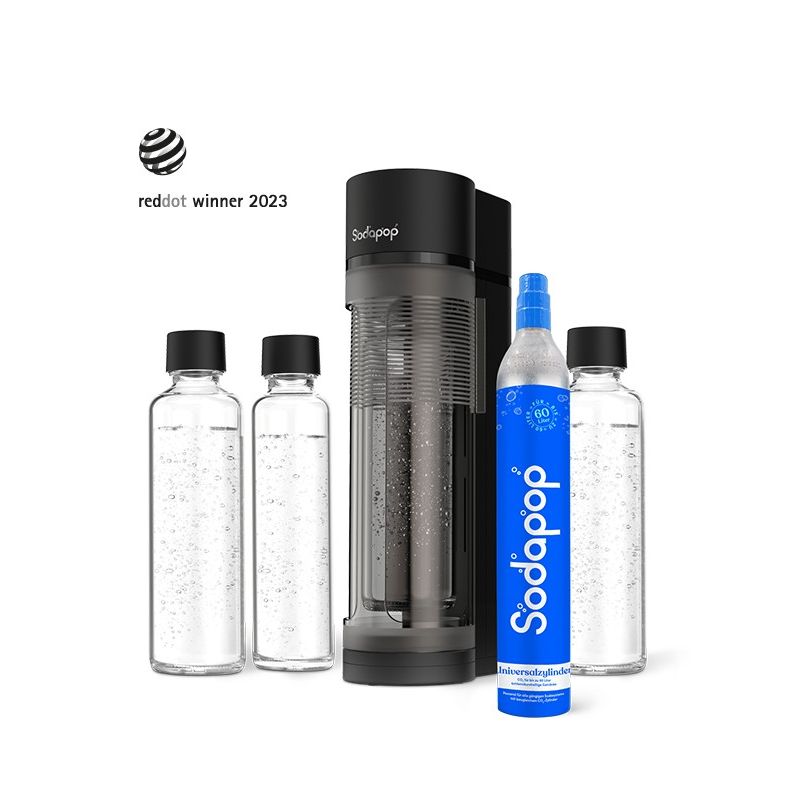 Sodapop Gasatore Logan Set Con Gasatore Cilindro Co2 e 3 Bottiglie di Vetro Da 1 Litro