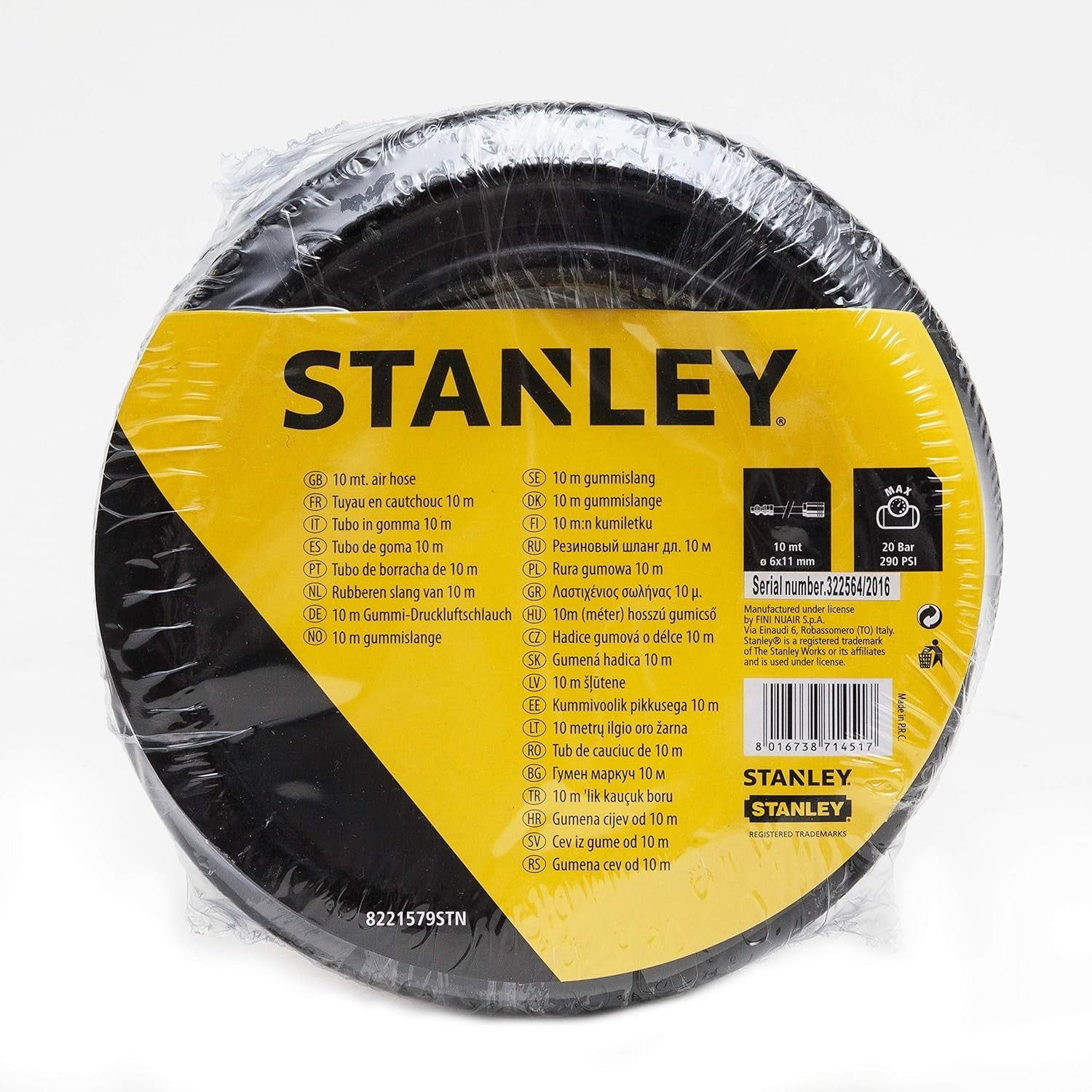 Stanley Tubo Per Aria Compressa In Gomma 6x11mm Con Attacchi Rapidi Universali Da 1/4