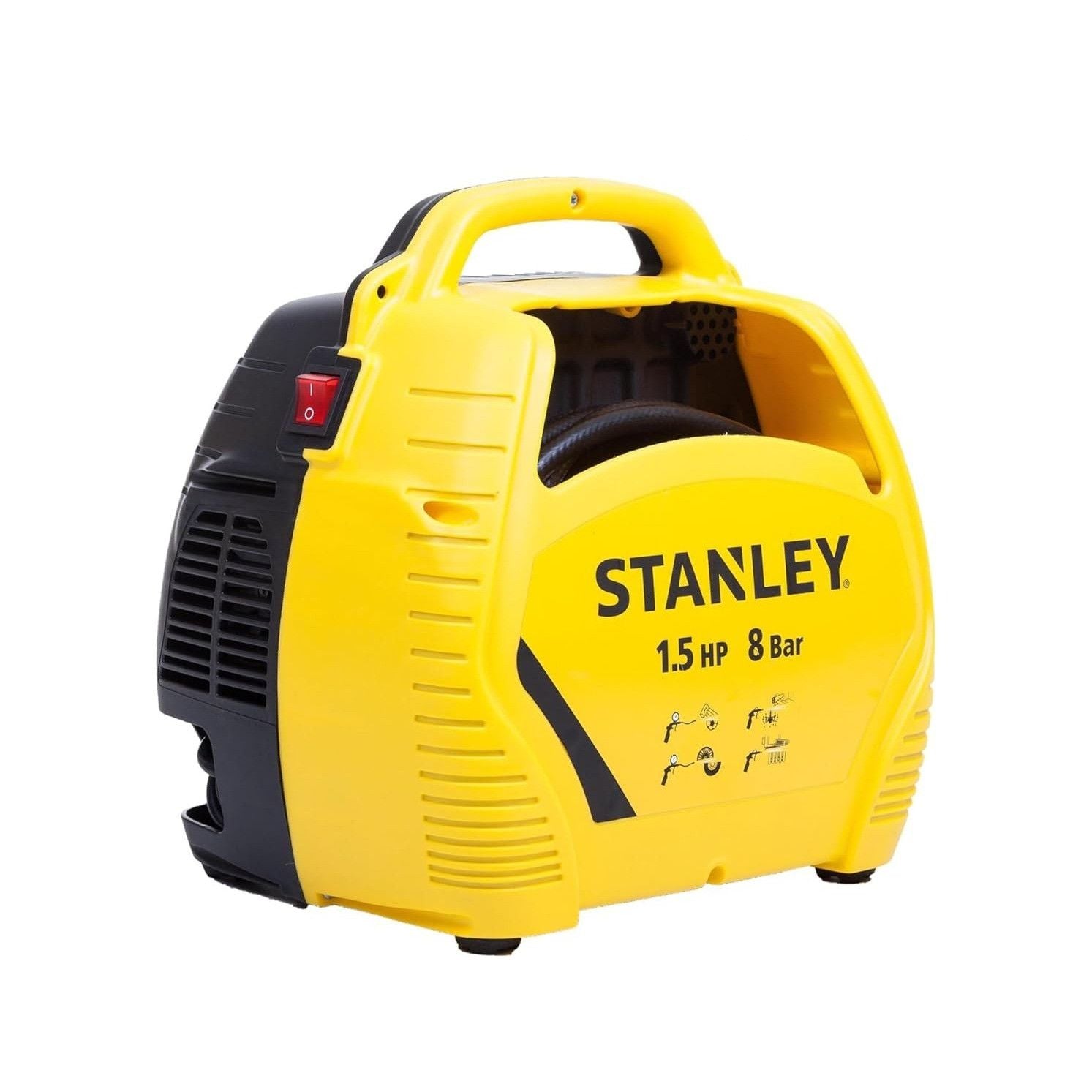 Stanley Air Kit Compressore Aria Elettrico Compatto E Portatile Motore 1.5 HP Potenza 8 Bar