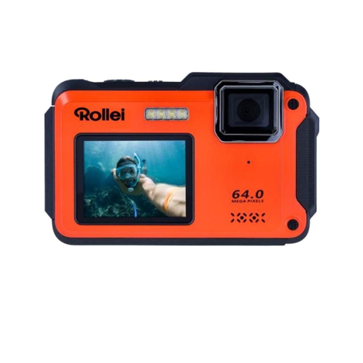 ROLLEI SPORTSLINE 64 SELFIE ORANGE DIGITAL CAMERA - GARANZIA 2 ANNI UFFICIALE ITALIA
