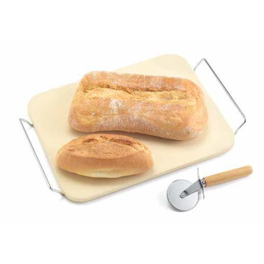 Ompagrill Set Pietra in Cordierite Refrattaria 30x38 Con Supporto E Rotella Tagliapizza