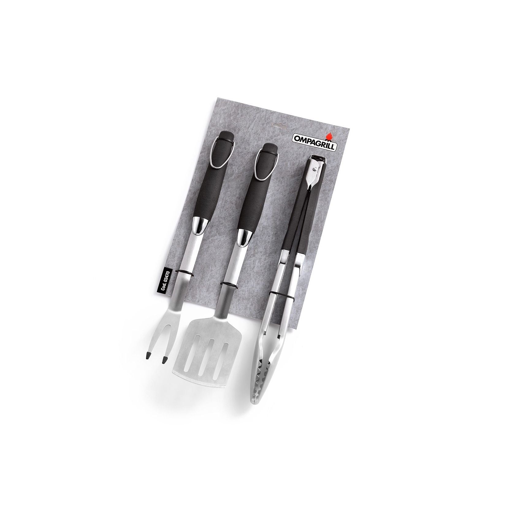 Ompagrill Set 3 Accessori Per Barbecue In Acciaio Inox