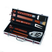 Ompagrill Set Utensili Barbecue 5 Pezzi in Acciaio Inox Con Valigetta In Radica