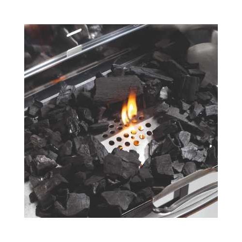 Ompagrill Barbecue A Carbonella Con Coperchio e Carrello Con Doghe In Legno Massello