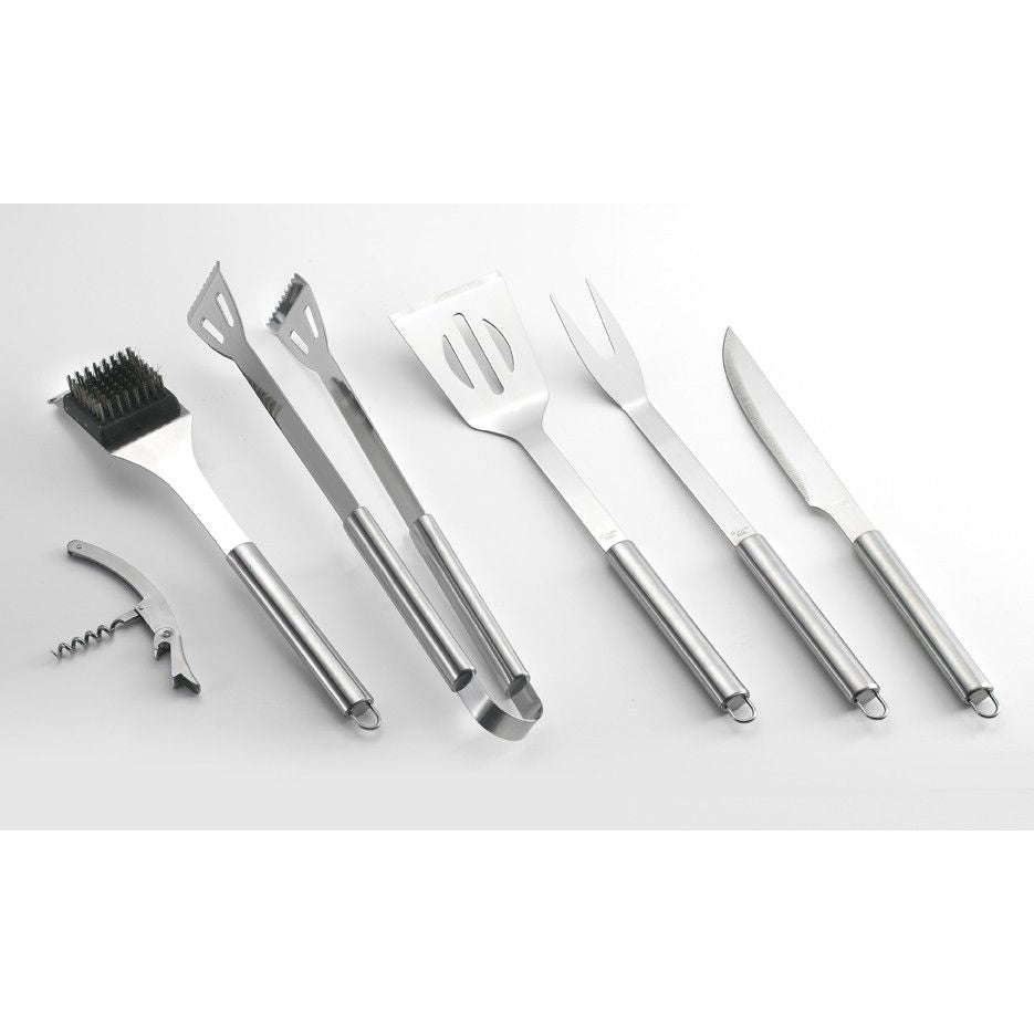 Ompagrill Set Accessori Barbecue 6 Pezzi In Acciaio Inox Con Valigetta in Alluminio