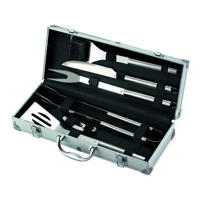 Ompagrill Set Accessori Barbecue 6 Pezzi In Acciaio Inox Con Valigetta in Alluminio