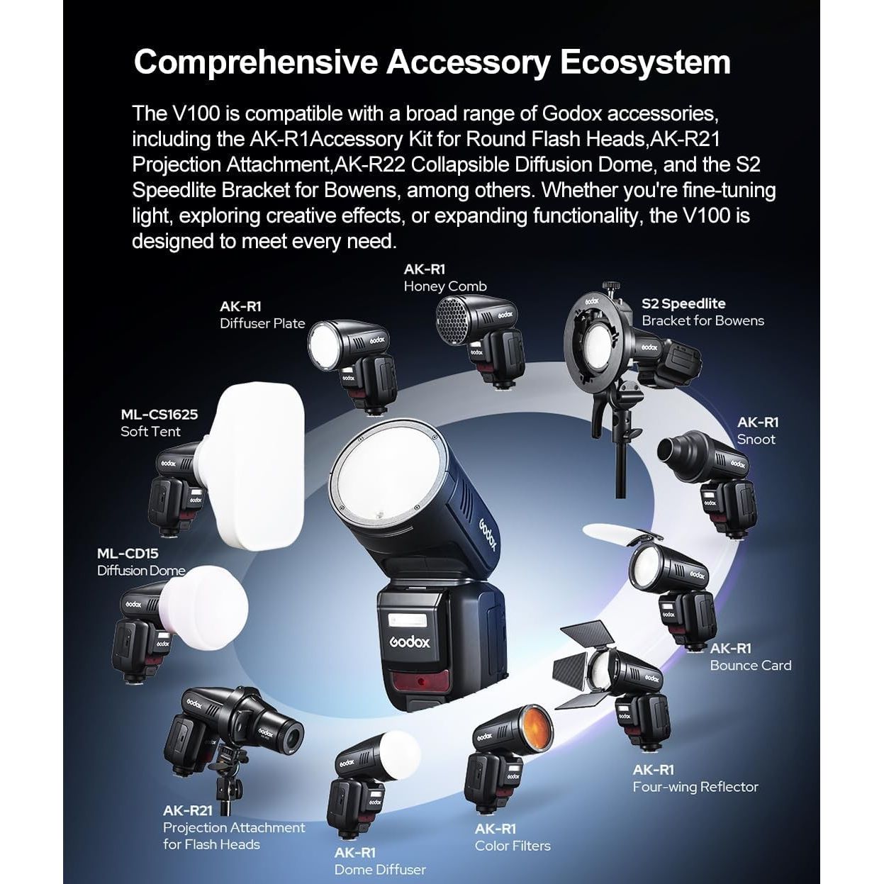 Godox Flash V100-N NIKON GARANZIA UFFICIALE ITALIA 2 ANNI