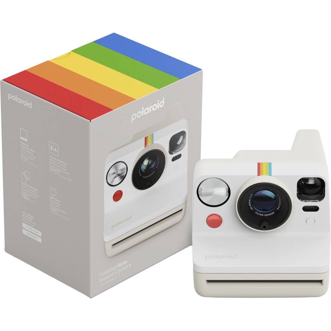 POLAROID NOW GENERATION 3 PEBBLE WHITE GARANZIA 2 ANNI UFFICIALE NITAL ITALIA