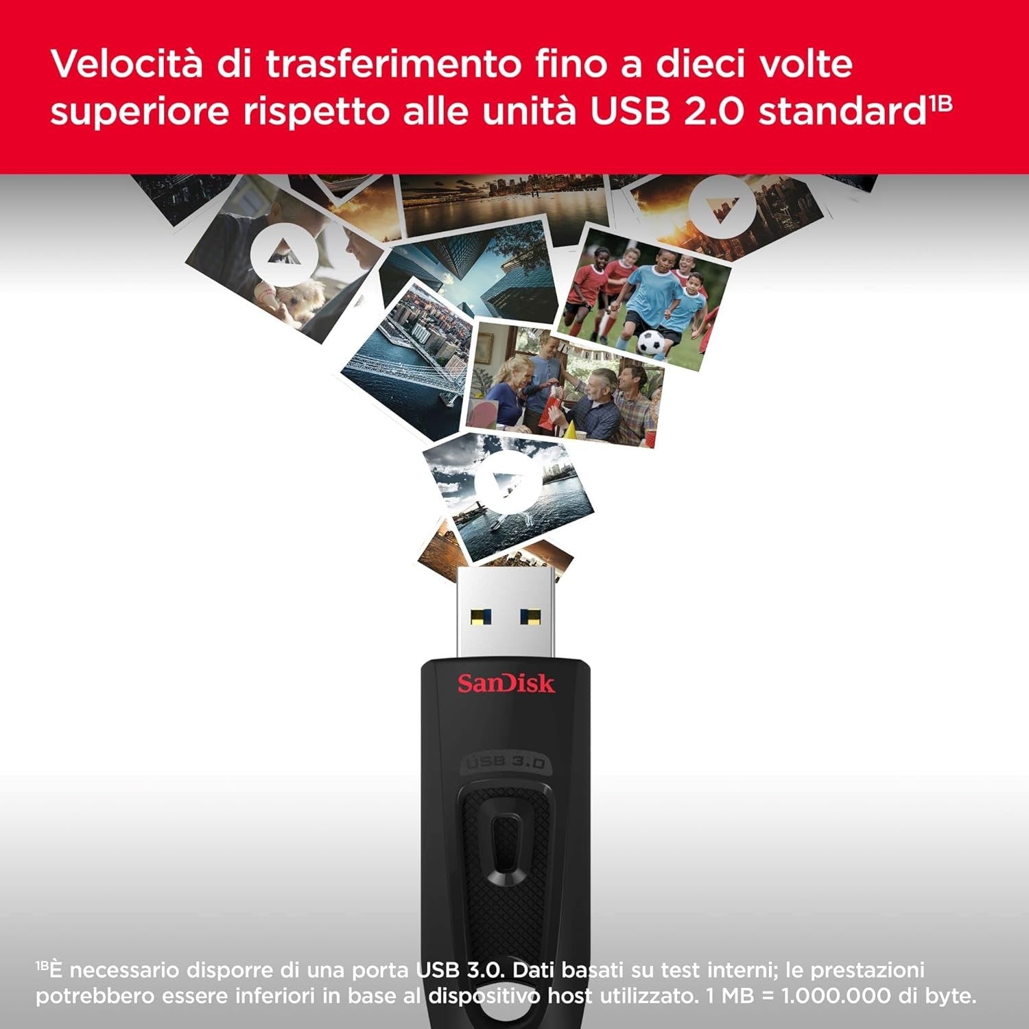 SanDisk CRUZER ULTRA USB 64GB 3.0 GARANZIA ITALIA 5 ANNI